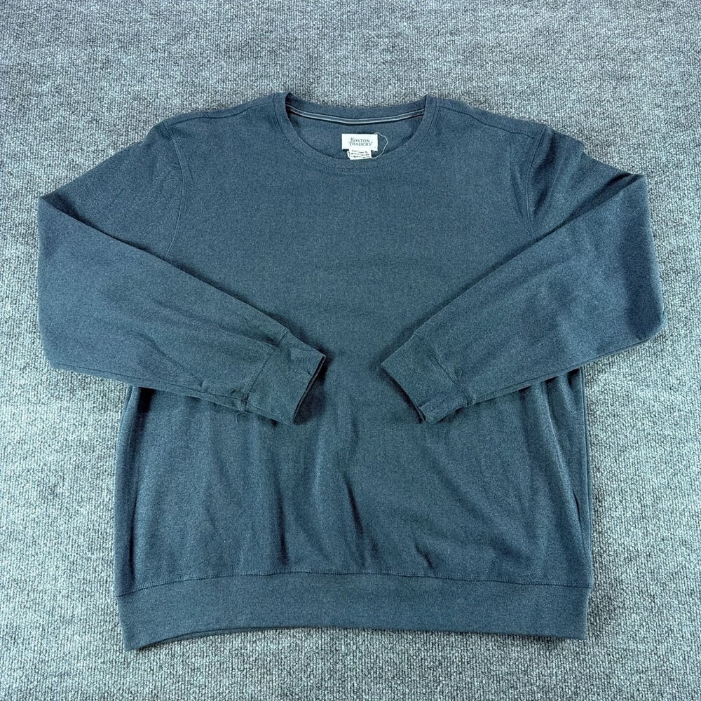 Boston Traders Mens XL Blue Ribbed Crewneck Sweatshirt Long Sleeve Pullover Soft